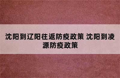 沈阳到辽阳往返防疫政策 沈阳到凌源防疫政策